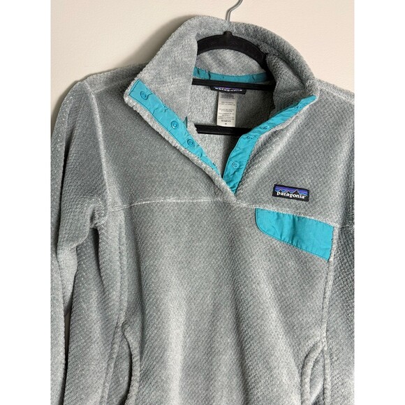 Patagonia Re-Tool Snap T Fleece Pullover in Gray With Blue Trim Medium - Picture 6 of 7